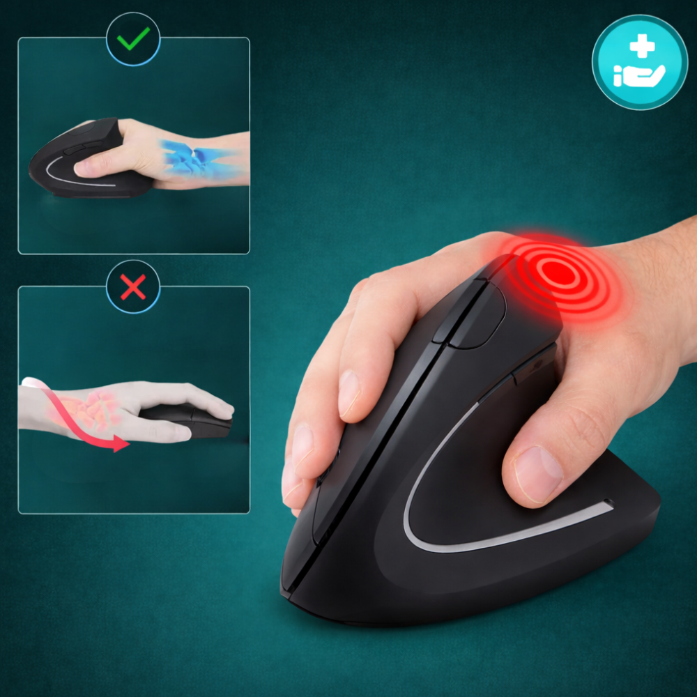 ErgoGlide™ Ergonomische Vertikal-Maus – natürliche Handhaltung gegen RSI & Handgelenkbelastung