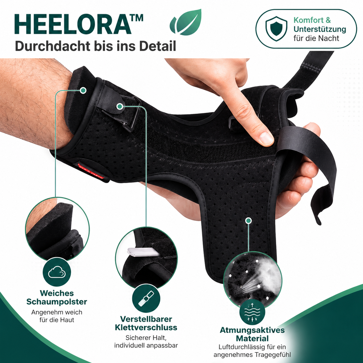 Heelora™ Nachtschiene für Fuß, Ferse & Plantarfaszie