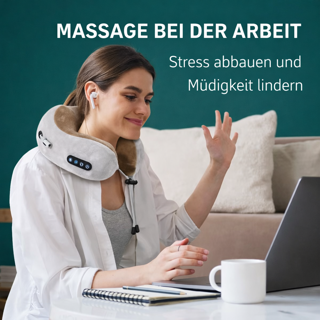 NeckFlow™ gegen Nackenschmerzen – Elektrisches Massage Nackenkissen mit Wärme