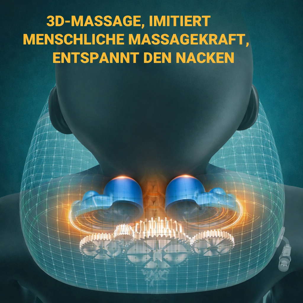 NeckFlow™ gegen Nackenschmerzen – Elektrisches Massage Nackenkissen mit Wärme