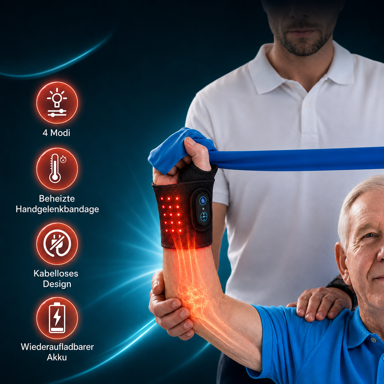 NervoFlow™ Handgelenkband mit Lichttherapie – Für Karpaltunnel & beanspruchte Hände