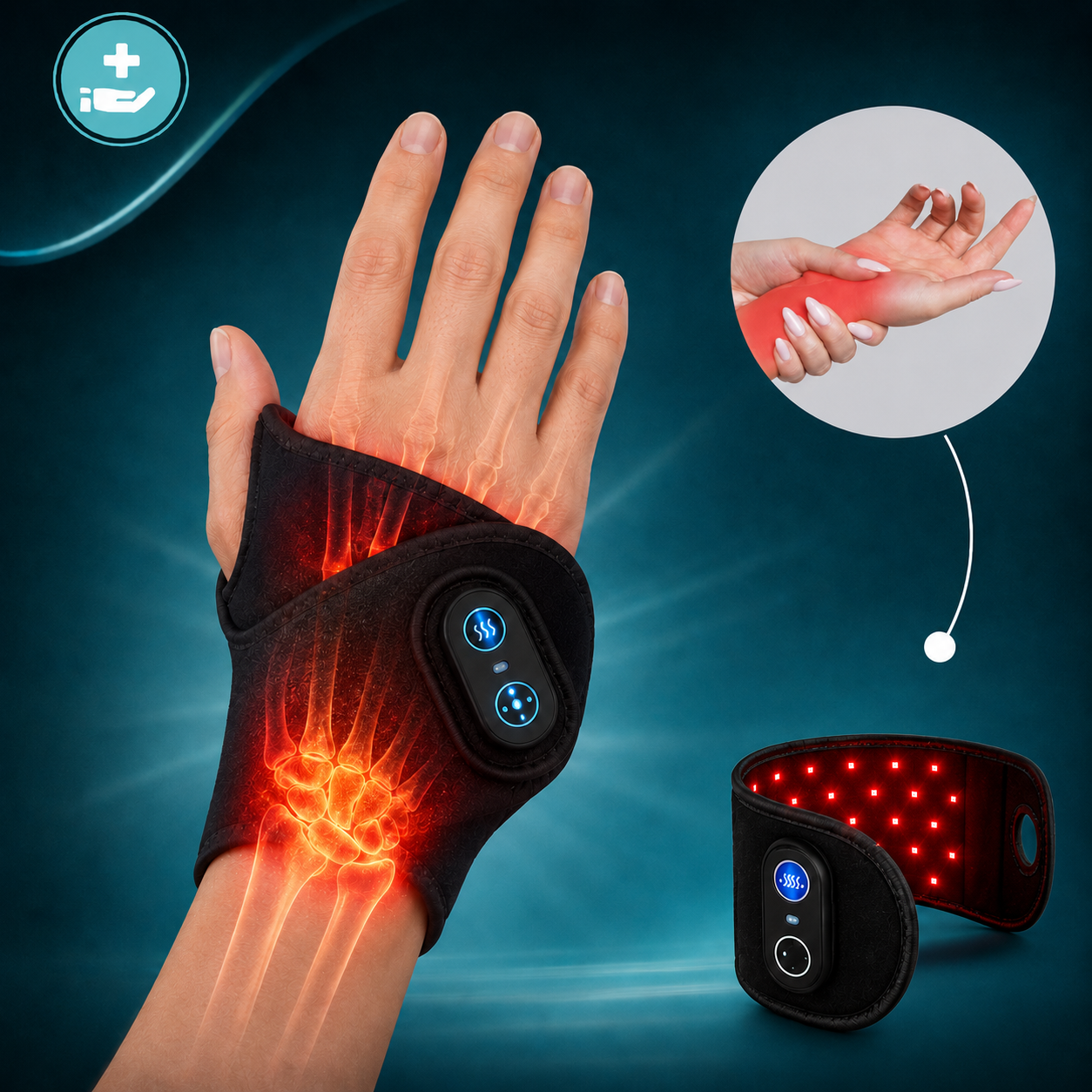 NervoFlow™ Handgelenkband mit Lichttherapie – Für Karpaltunnel & beanspruchte Hände